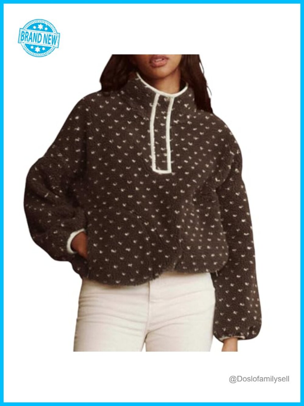 Womens Fleece Half Zip Pullover Sweatshirt Long Sleeve Sherpa Jacket with